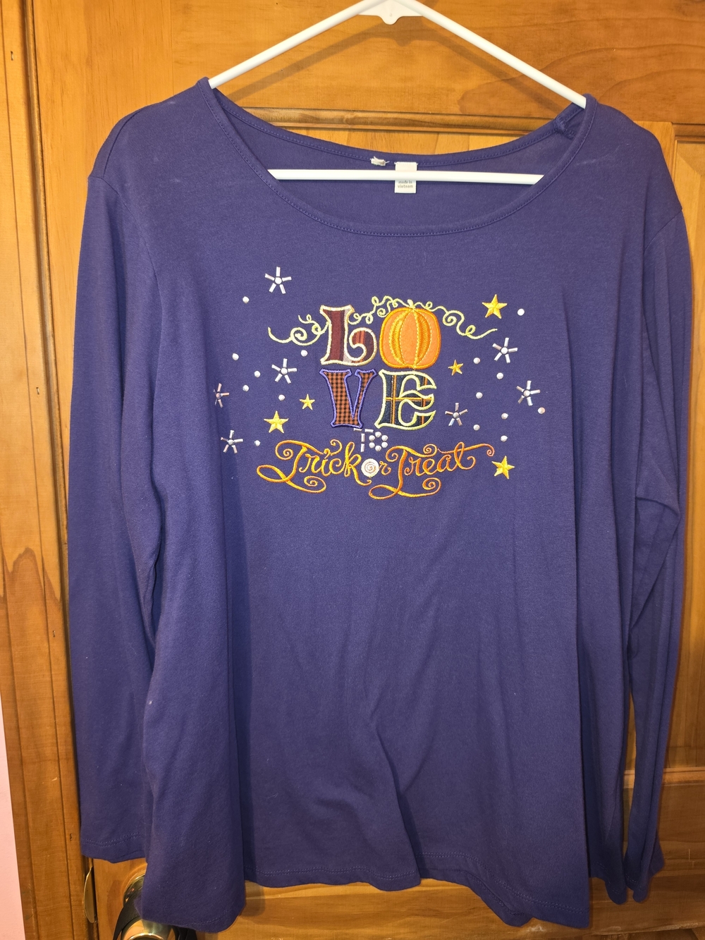 Purple Long-Sleeve 'Love Trick or Treat' Halloween Top